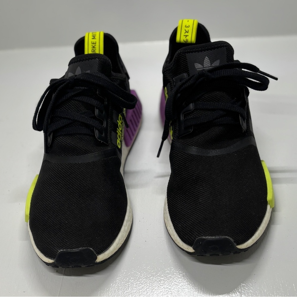Adidas NMD R1 Black Neon Yellow Purple Boost Sneakers Men’s 11 - Picture 6 of 10